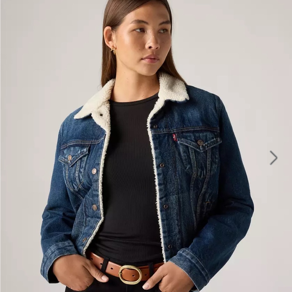 Levi's Blue Jean Jacket with White Sherpa Lining